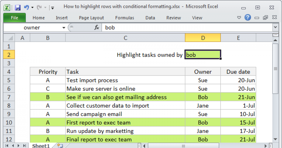 How To Highlight A Row In Excel With Vba